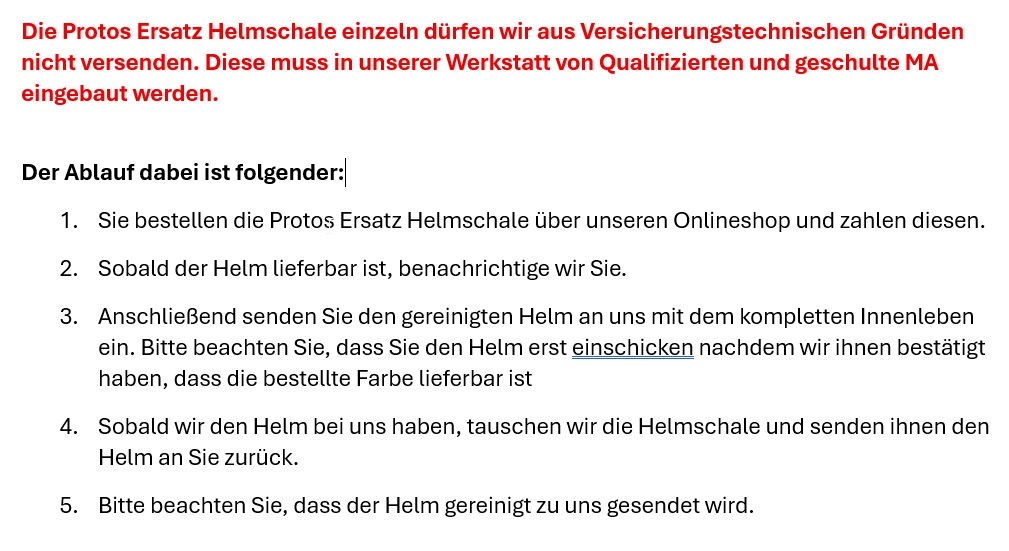 PROTOS® Ersatz Helmschale